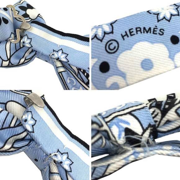 HERMES NOEUD PAPILLON Bow tie Choker Bracelet FLEURS ET PAPILLONS DE TISSU Fl...